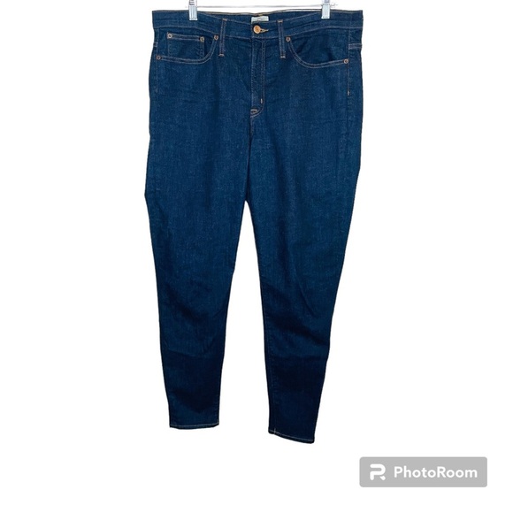 J Crew 9” High Rise Toothpick Dark Wash Denim Jeans 33 - Picture 1 of 9